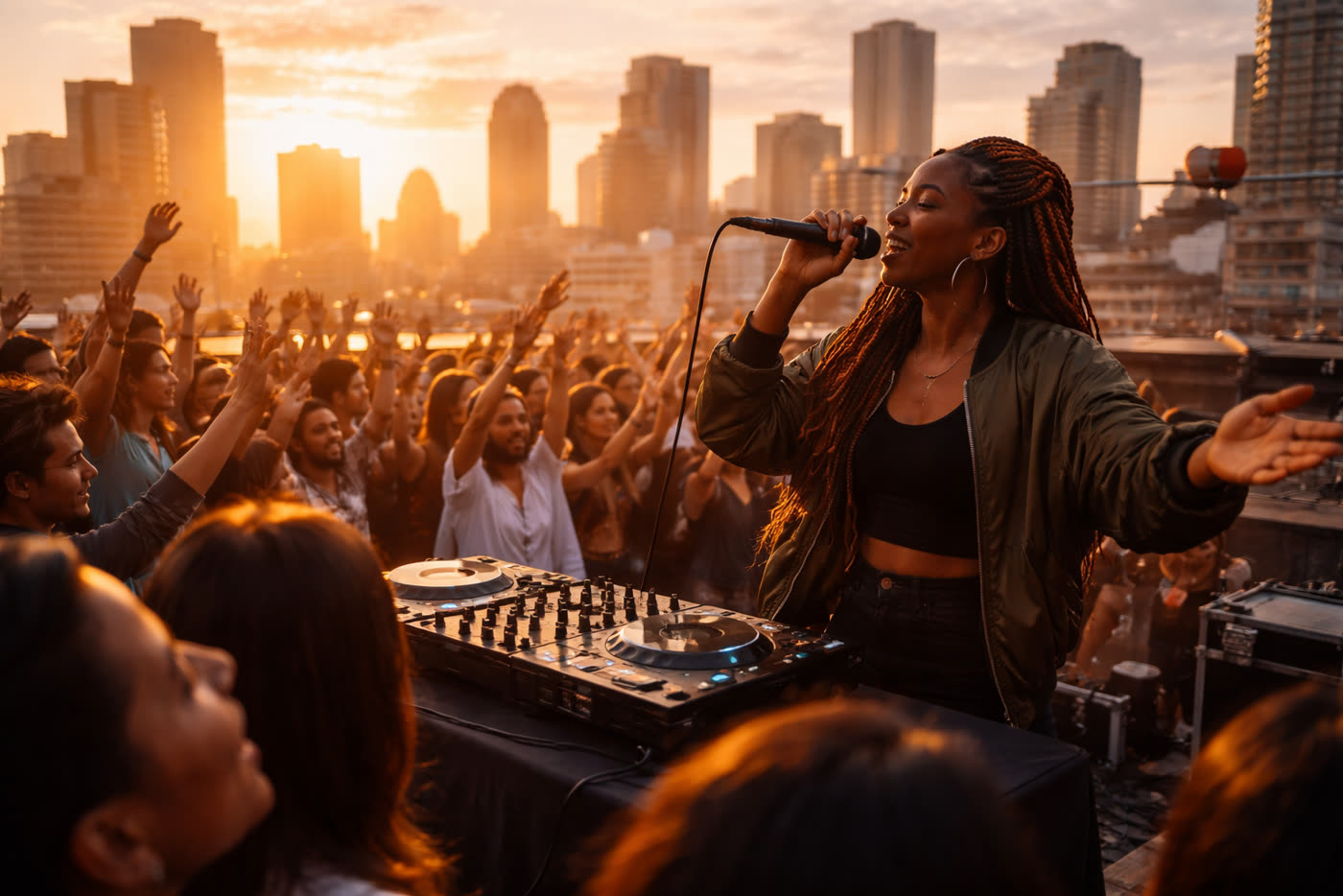 Artist performance energy with crowd support